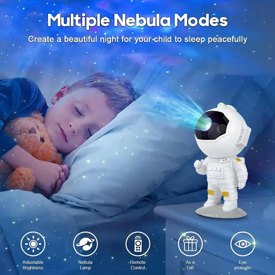 Astronaut Galaxy Projector | 360° Rotation, Remote Control, Nebula Star Lamp